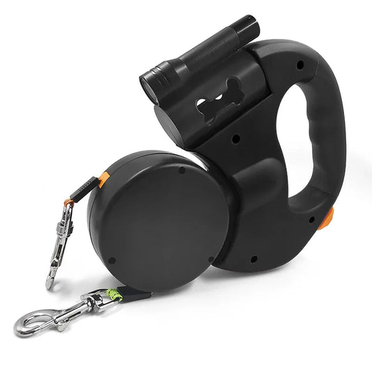 Double Ended Leash, Double Dog Leash for Two Dogs with Tangle-Free Swivel, Dog Leashs with LED Flashlight for Small & Large Dog