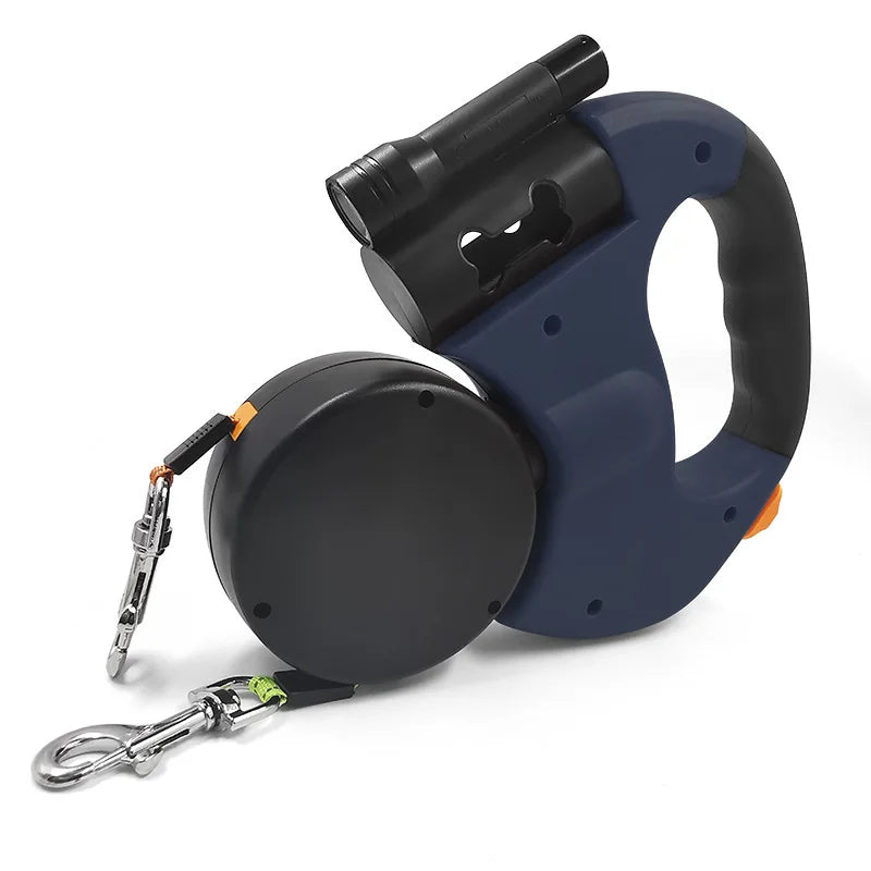 Double Ended Leash, Double Dog Leash for Two Dogs with Tangle-Free Swivel, Dog Leashs with LED Flashlight for Small & Large Dog