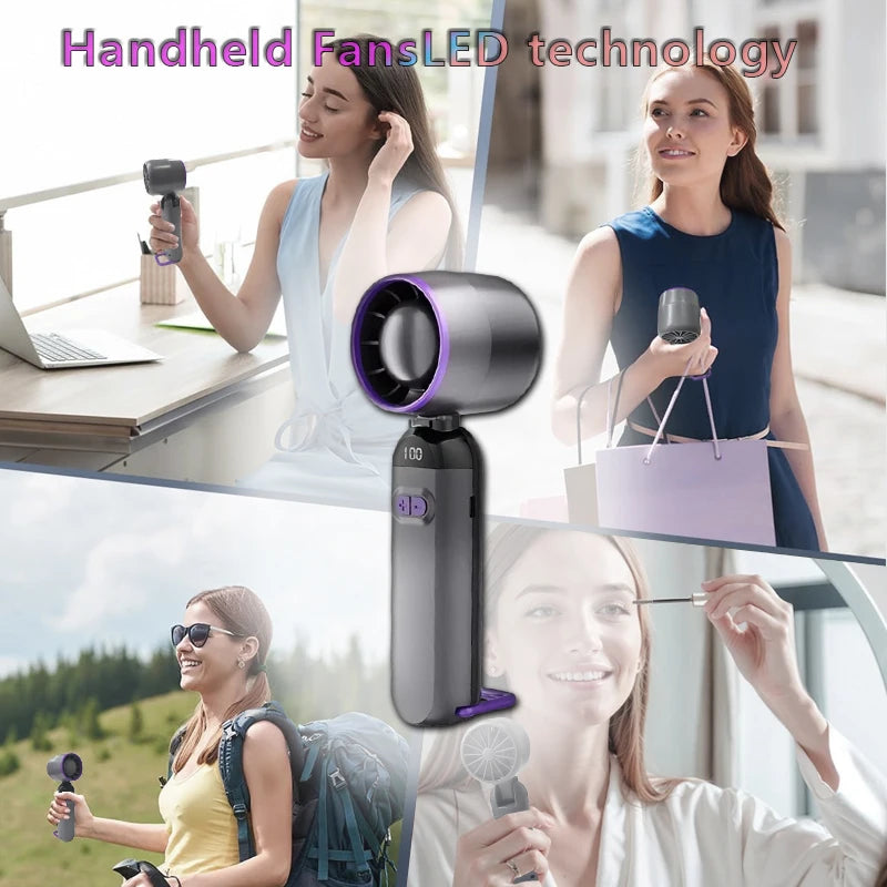 Foldable No Blade Turbo Fan, Ultra-High Speed Strong Wind, USB Rechargeable Handheld Fan, Mini Fan Portable for Travel