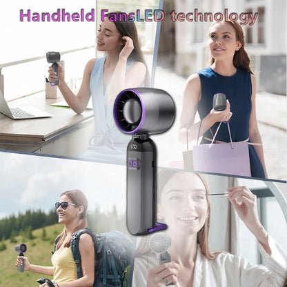 Foldable No Blade Turbo Fan, Ultra-High Speed Strong Wind, USB Rechargeable Handheld Fan, Mini Fan Portable for Travel