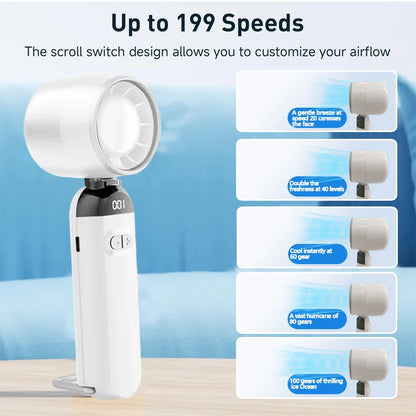 Foldable No Blade Turbo Fan, Ultra-High Speed Strong Wind, USB Rechargeable Handheld Fan, Mini Fan Portable for Travel
