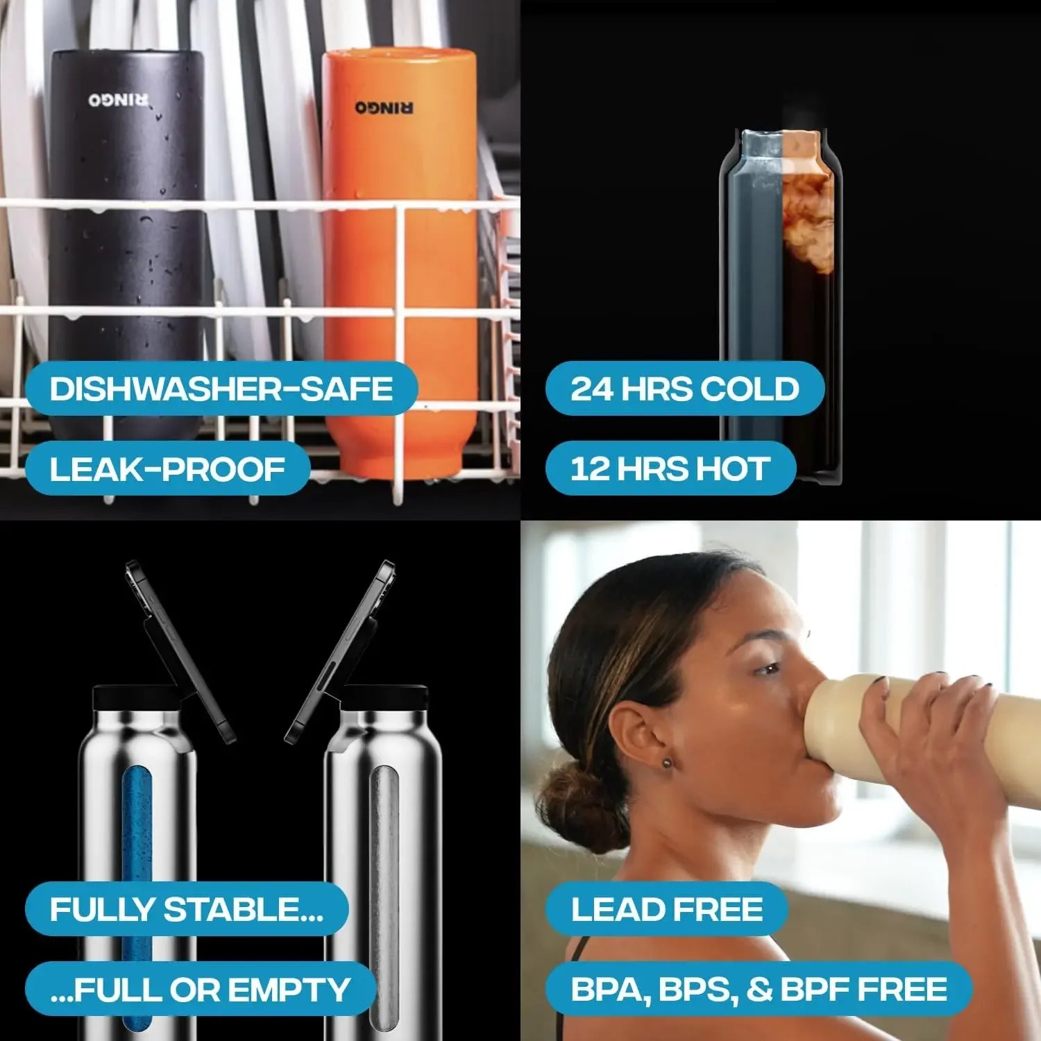 Borraccia termica in acciaio inossidabile da 720 ml con supporto magnetico per telefono MagSafe