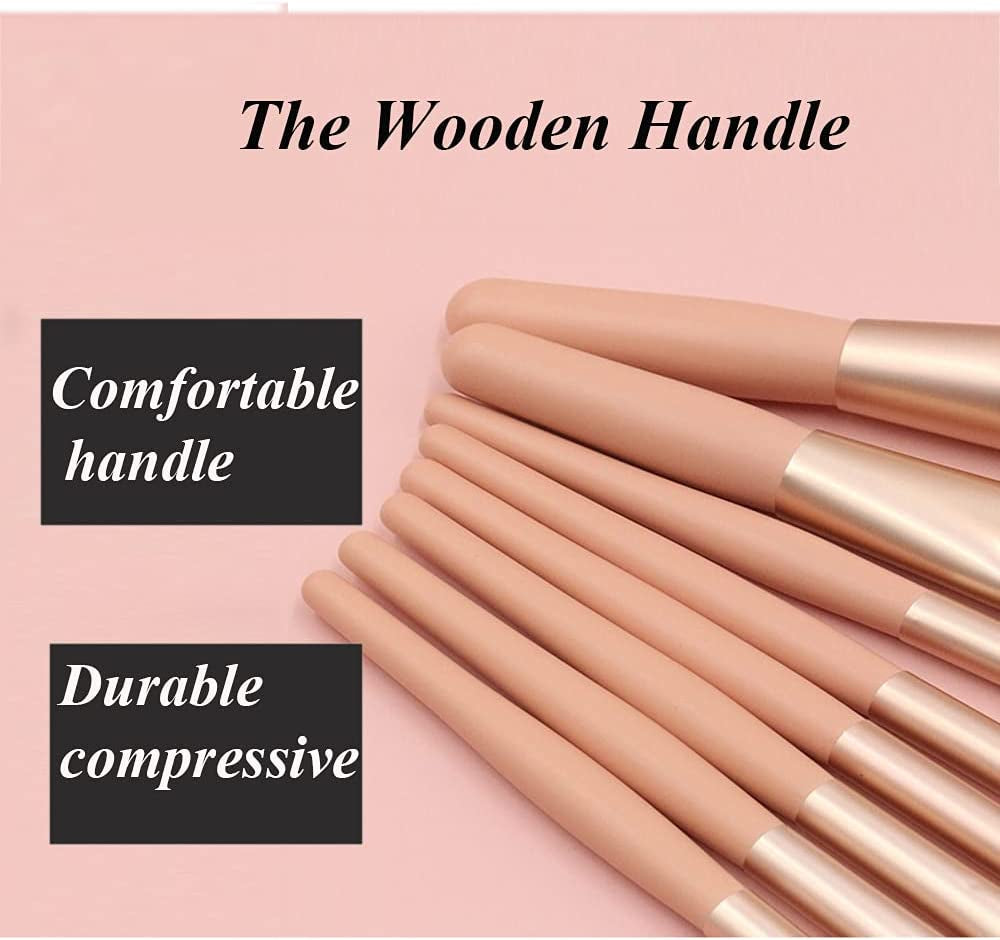 Set Pennelli Make Up, 8 Pezzi Pennelli Trucco Pennello Fondotinta Liquido Pennelli Trucco Professionale Pennello Correttore Occhiaie Kit Pennelli Ombretto Occhi (Rosa)