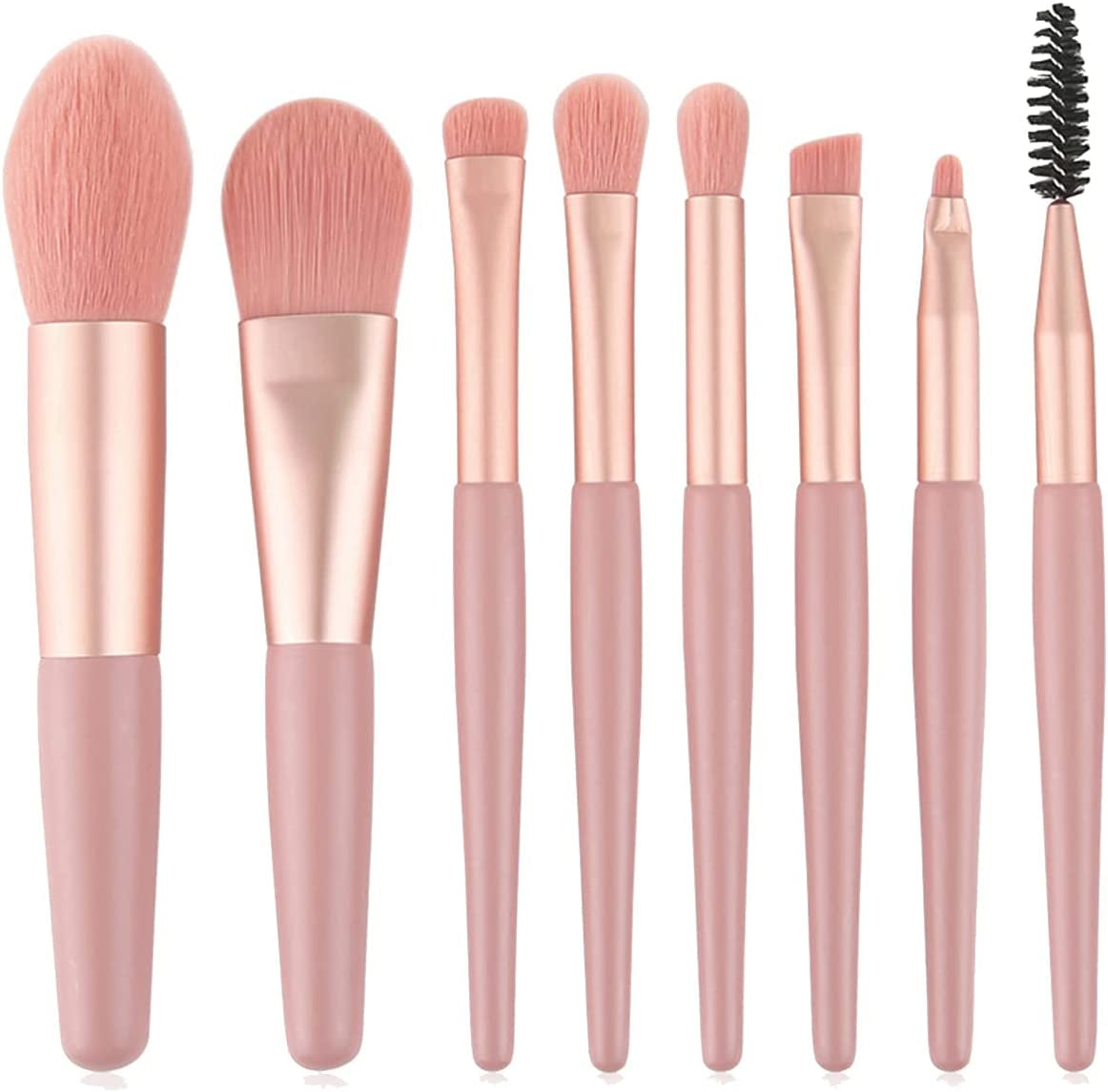 Set Pennelli Make Up, 8 Pezzi Pennelli Trucco Pennello Fondotinta Liquido Pennelli Trucco Professionale Pennello Correttore Occhiaie Kit Pennelli Ombretto Occhi (Rosa)