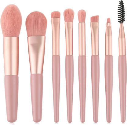 Set Pennelli Make Up, 8 Pezzi Pennelli Trucco Pennello Fondotinta Liquido Pennelli Trucco Professionale Pennello Correttore Occhiaie Kit Pennelli Ombretto Occhi (Rosa)