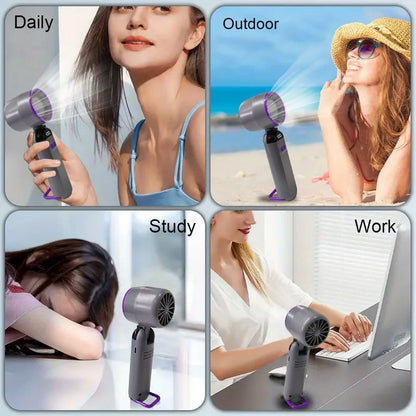 Foldable No Blade Turbo Fan, Ultra-High Speed Strong Wind, USB Rechargeable Handheld Fan, Mini Fan Portable for Travel